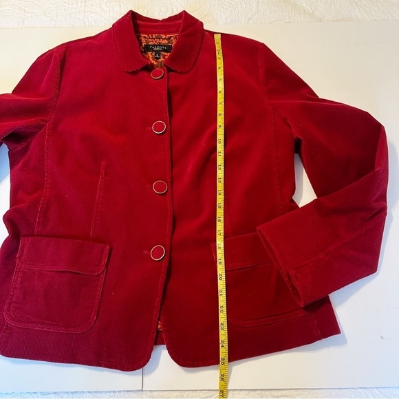 Talbots Corduroy Button Front Round Neck Red Jacket - 16 - Picture 13 of 14